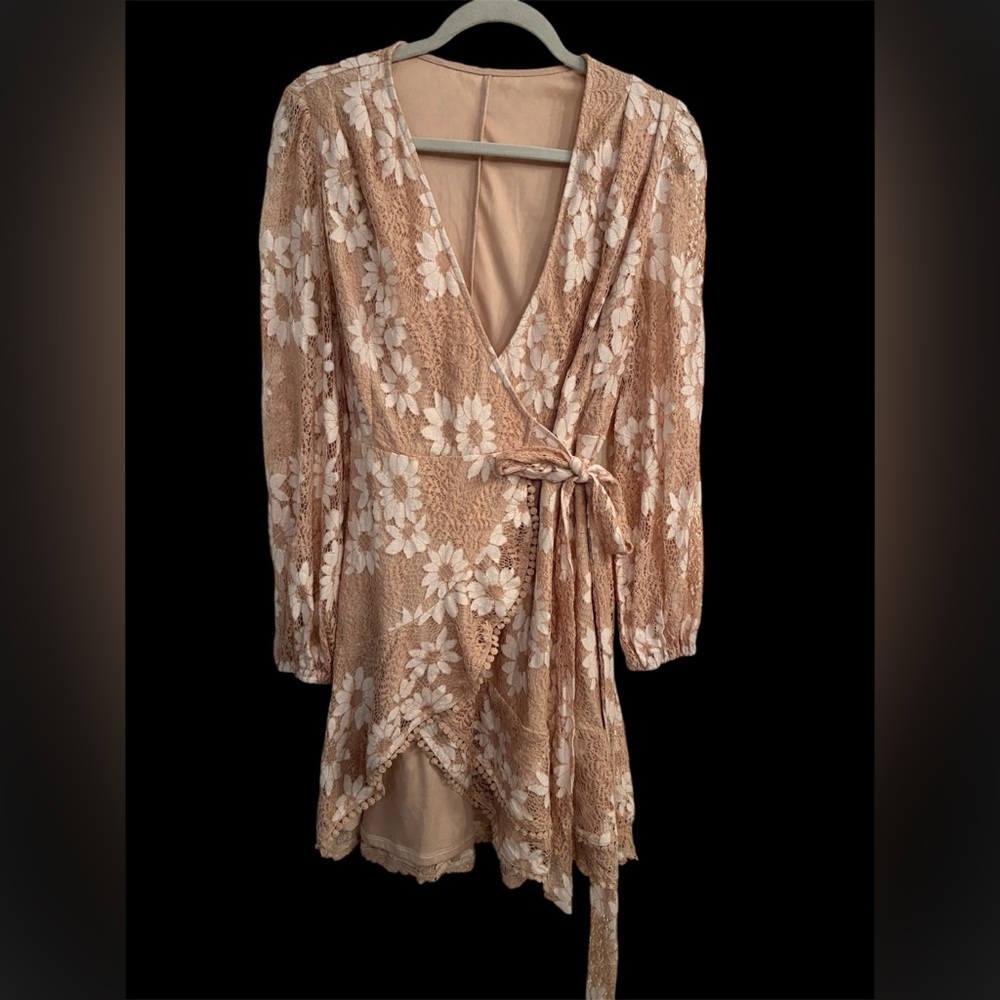 Floral Lace Wrap Dress